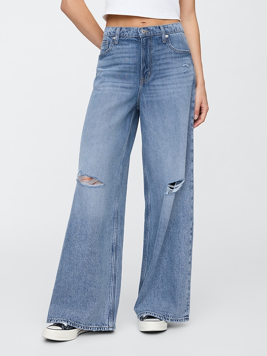 Image number 2 showing, Mid Rise Destructed SuperSoft Baggy Jeans