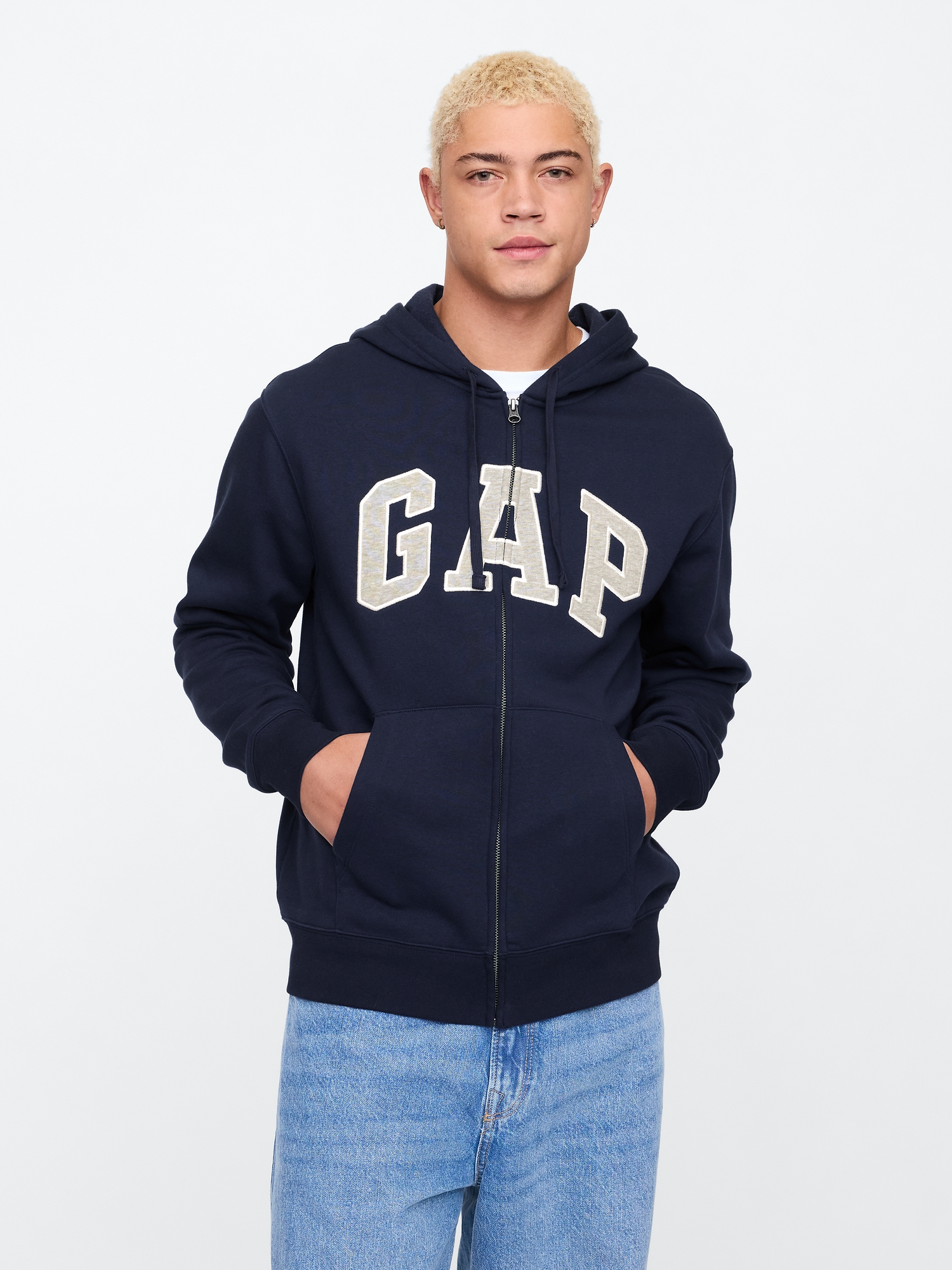 GAP ジップフーディ Relaxed Gap Logo Zip Hoodie | Gap Factory