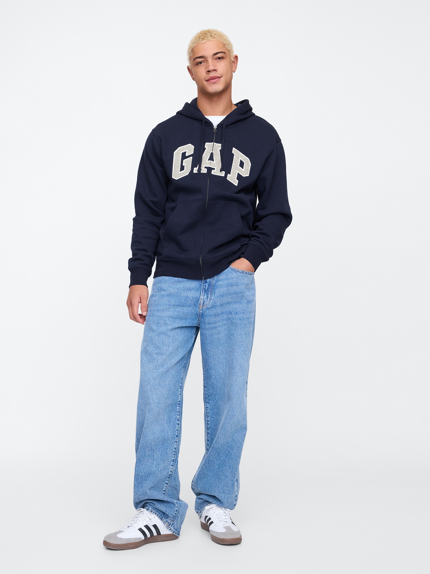 Relaxed Gap Logo Zip Hoodie | Gap Factory