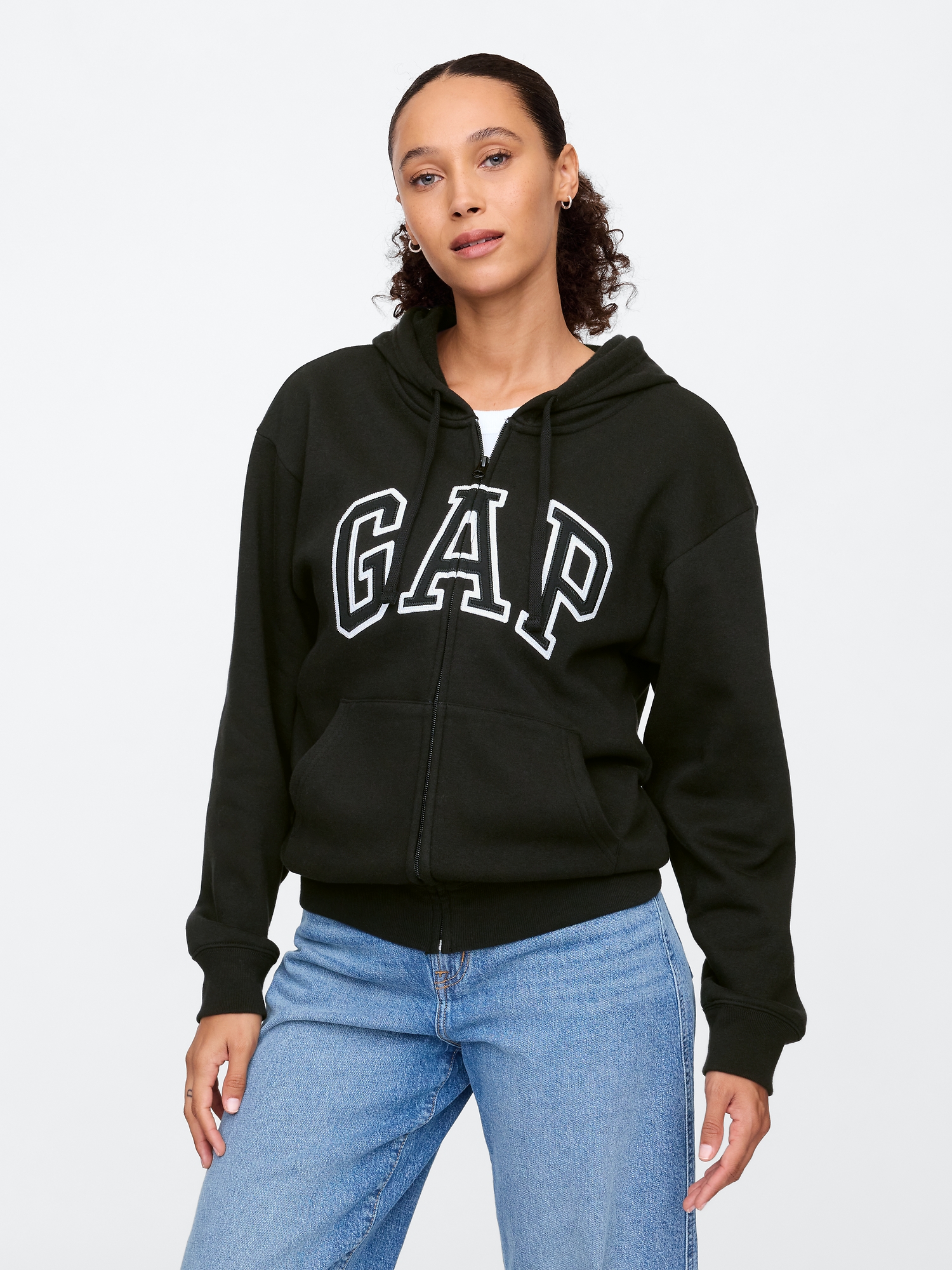 GAP ジップフーディ Adult Relaxed Gap Logo Zip Hoodie | Gap Factory