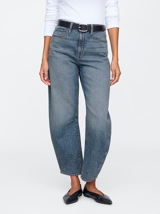 Image number 2 showing, High Rise Barrel Jeans