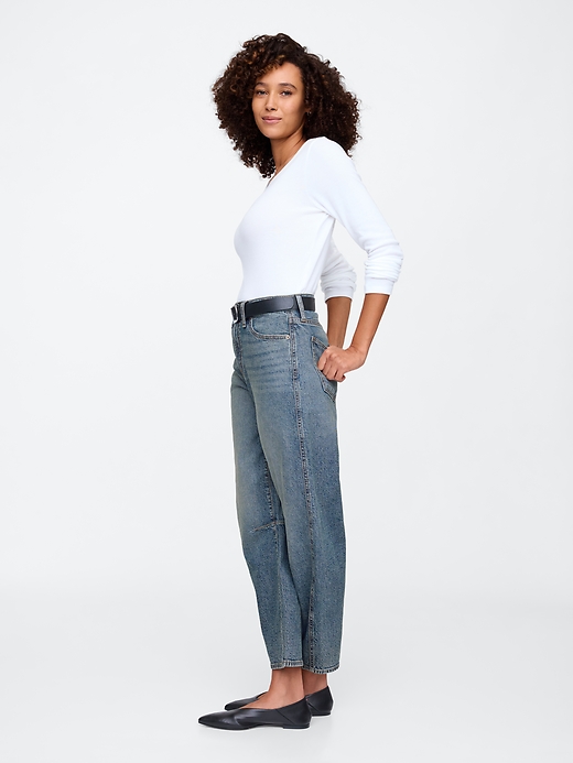 Image number 3 showing, High Rise Barrel Jeans