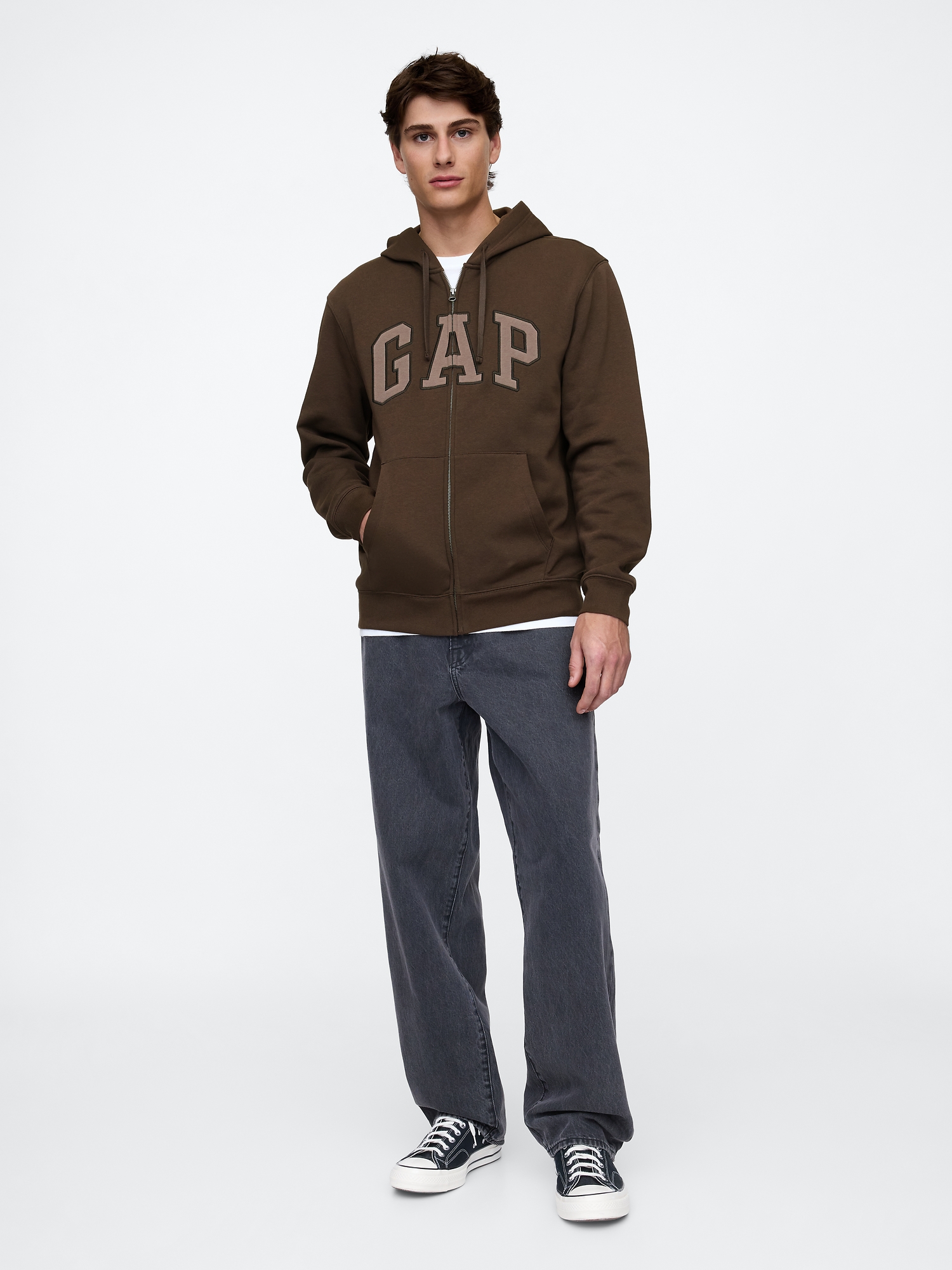 GAP ジップフーディ Adult Relaxed Gap Logo Zip Hoodie | Gap Factory