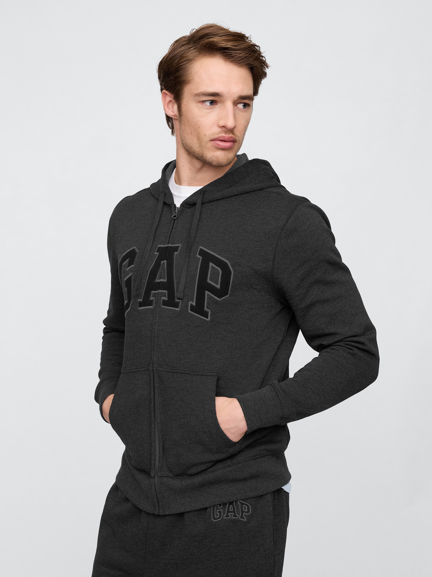 トップス The campament Grey Contrast sweat 2Y Relaxed Gap Logo Zip Hoodie | Gap Factory