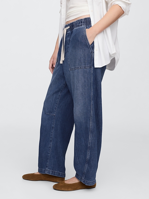 Image number 2 showing, Mid Rise SuperSoft Pull-On Barrel Jeans