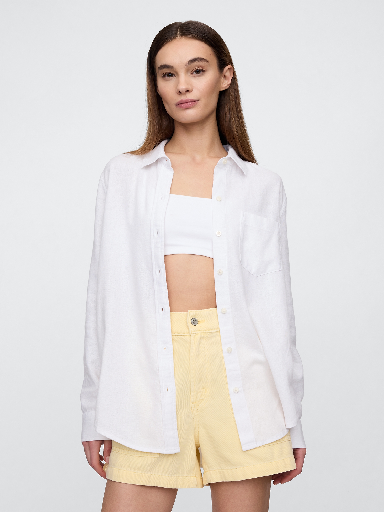 Linen-Blend Easy Shirt | Gap Factory