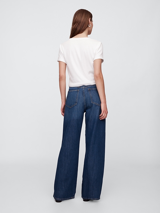 Image number 4 showing, High Rise SuperSoft Studded Wide-Leg Jeans