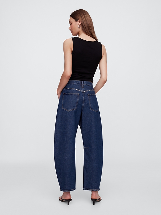 Image number 4 showing, High Rise Studded Barrel Jeans