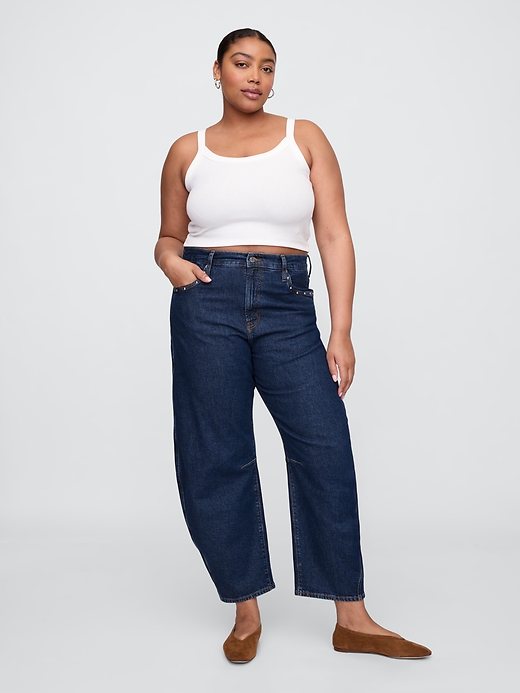 Image number 5 showing, High Rise Studded Barrel Jeans