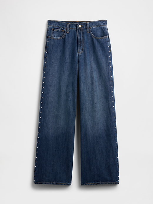 Image number 7 showing, High Rise SuperSoft Studded Wide-Leg Jeans