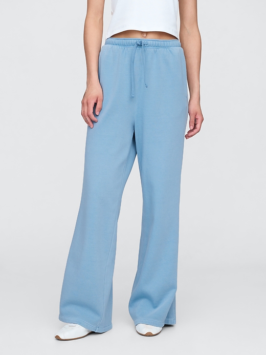Image number 3 showing, Fleece Rib-Seam Wide-Leg Pants