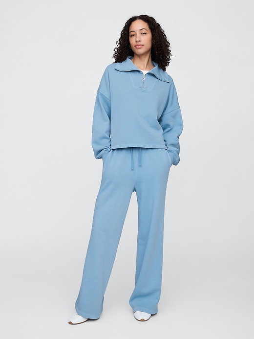 Image number 1 showing, Fleece Rib-Seam Wide-Leg Pants