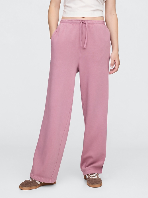 Image number 3 showing, Fleece Rib-Seam Wide-Leg Pants