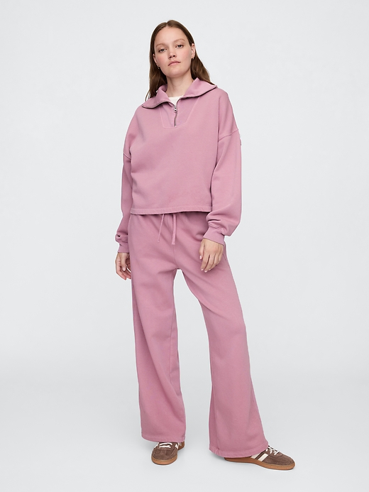 Image number 1 showing, Fleece Rib-Seam Wide-Leg Pants