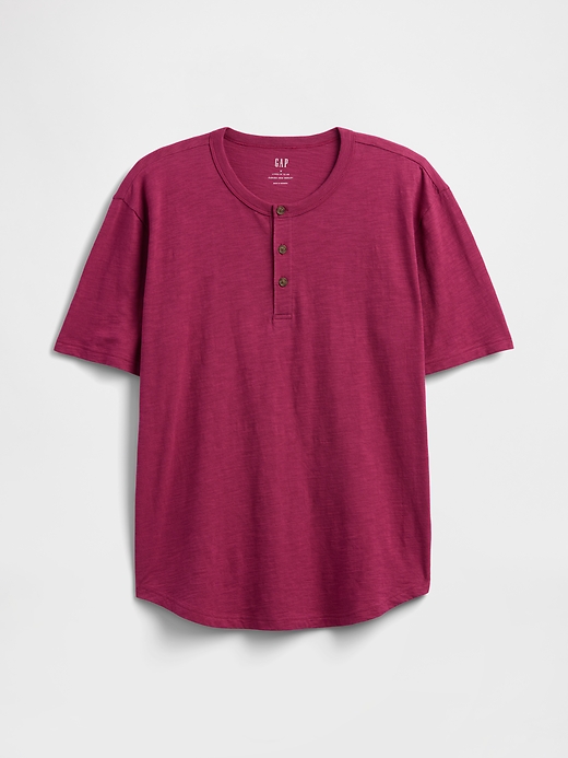 Image number 5 showing, Lived-In Relaxed Curved Hem Henley T-Shirt