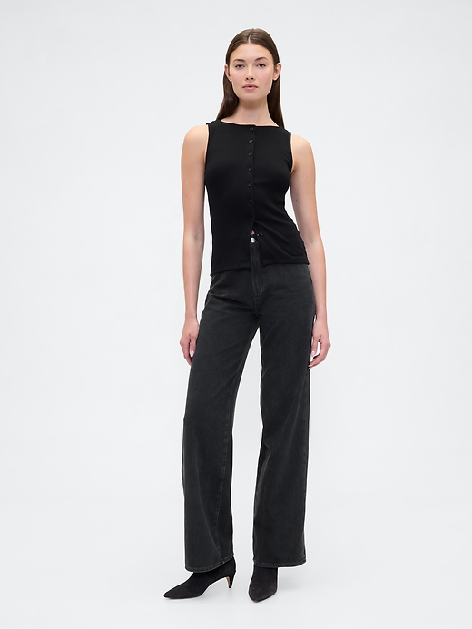 Image number 1 showing, High Rise Wide-Leg Jeans