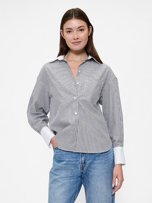Image number 1 showing, Stripe Poplin Big Shirt