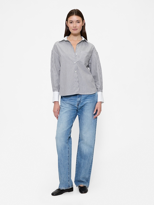 Image number 3 showing, Stripe Poplin Big Shirt