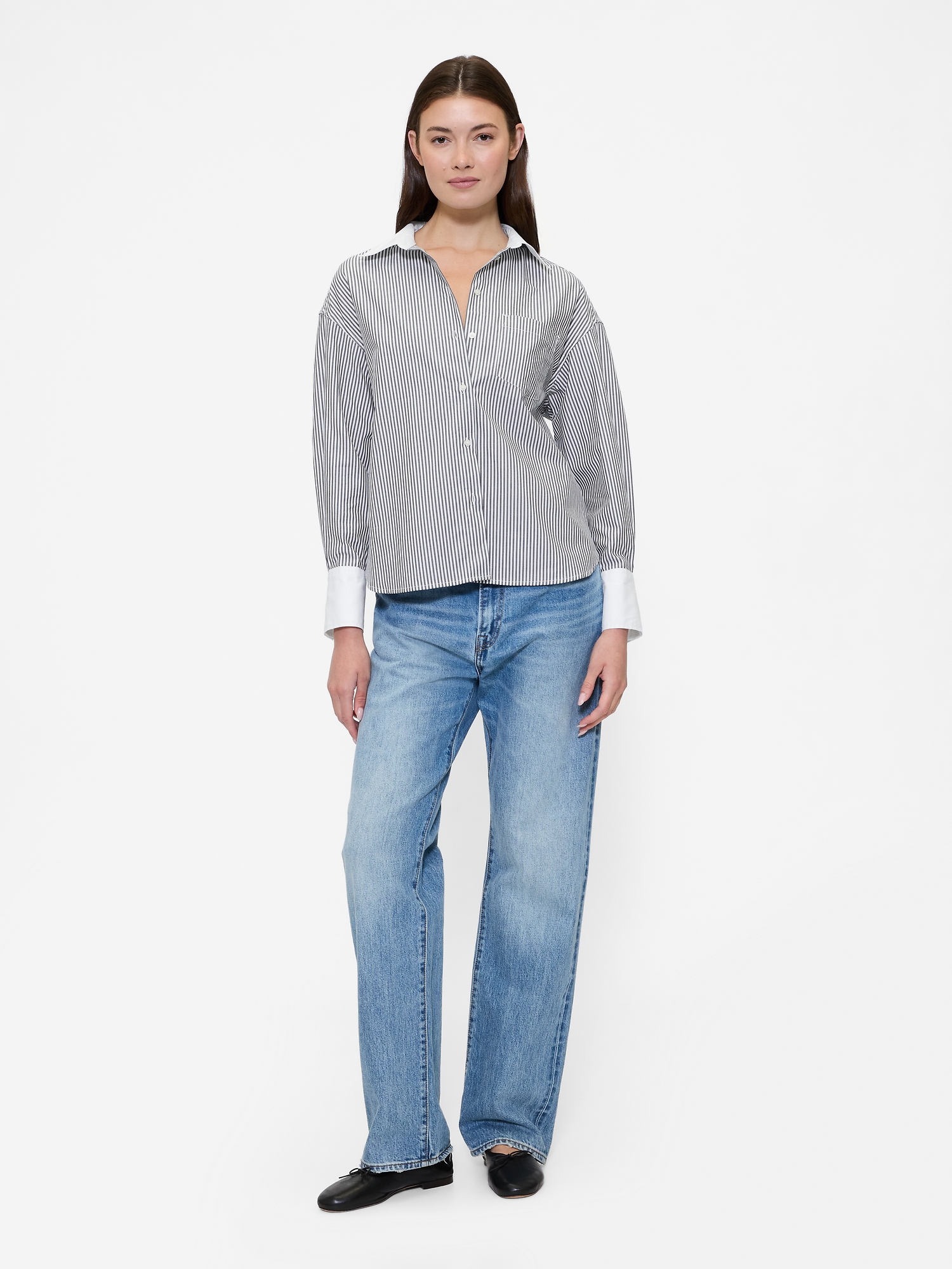 Stripe Poplin Big Shirt | Gap Factory