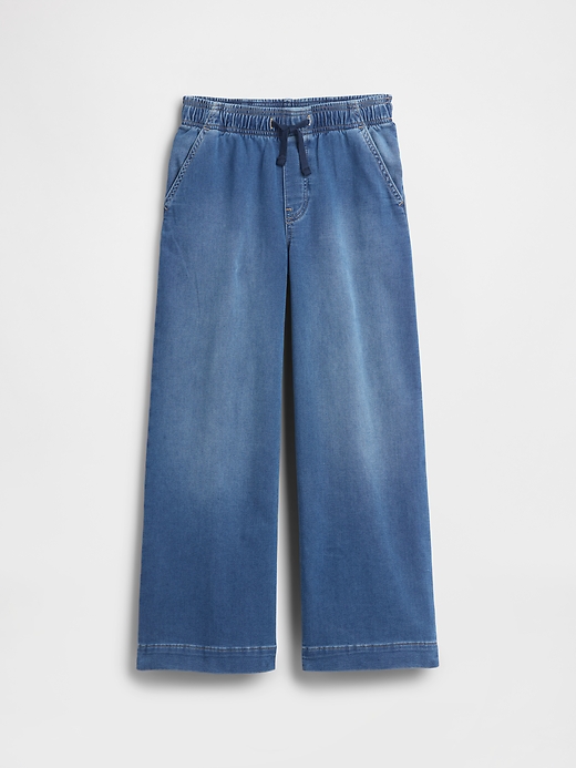 Image number 1 showing, Kids High Rise Pull-On Wide-Leg Sweatpant Jeans