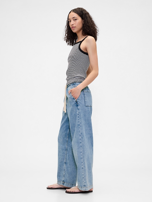 Image number 3 showing, High Rise Pull-On Wide-Leg Jeans