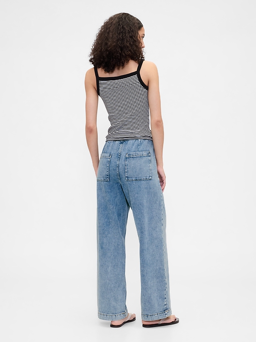 Image number 4 showing, High Rise Pull-On Wide-Leg Jeans