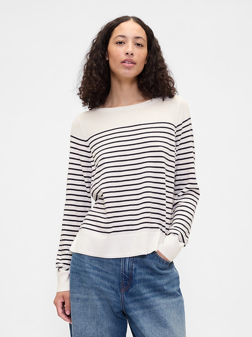 Image number 1 showing, Relaxed Stripe Boatneck Sweater