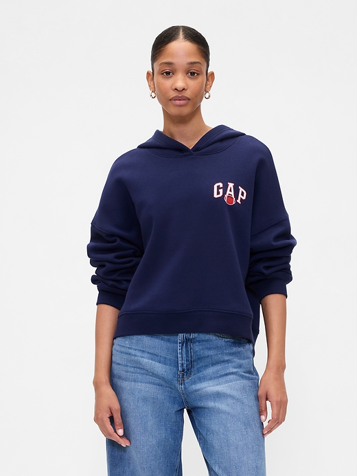 Relaxed Cropped Wedge Graphic Hoodie | Gap Factory