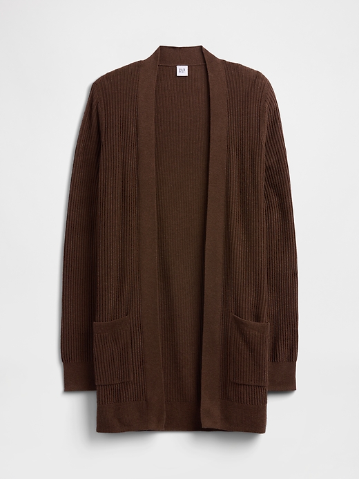 Image number 5 showing, Relaxed Shaker-Stitch Open-Front Cardigan