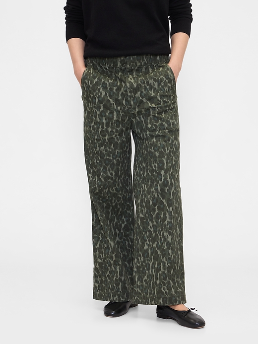 Image number 2 showing, High Rise Print Easy Wide-Leg Khakis