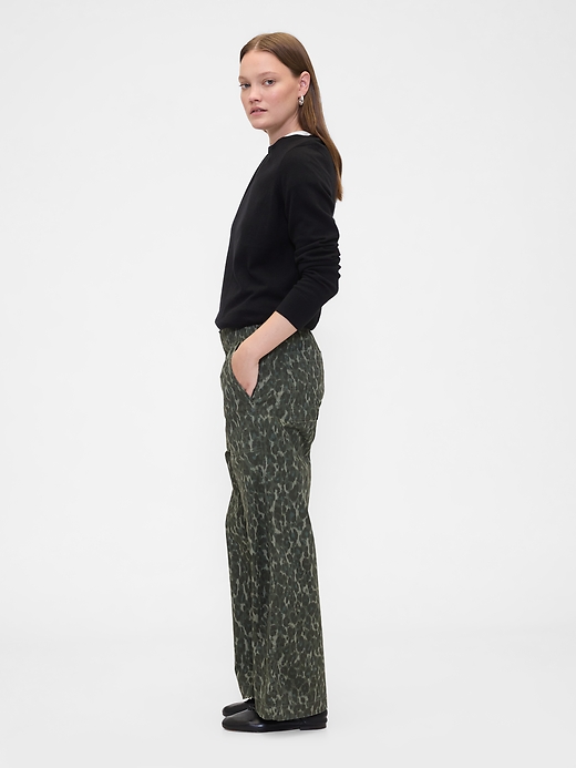 Image number 3 showing, High Rise Print Easy Wide-Leg Khakis