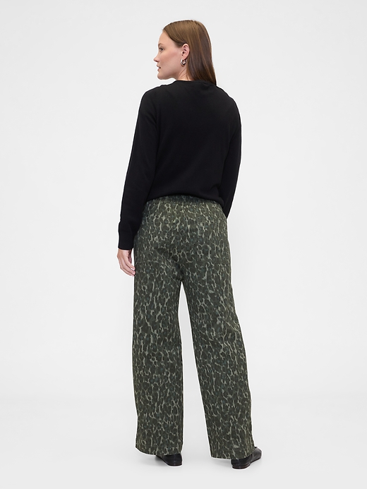 Image number 4 showing, High Rise Print Easy Wide-Leg Khakis