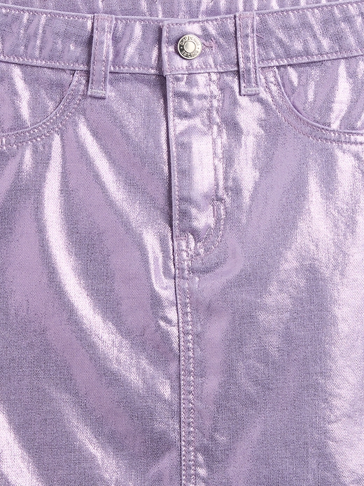 Image number 3 showing, Kids Metallic Denim Mini Skirt