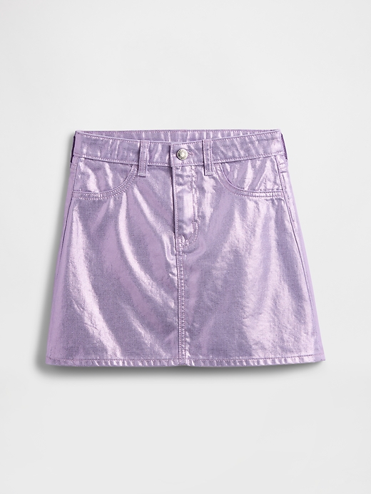 Image number 1 showing, Kids Metallic Denim Mini Skirt