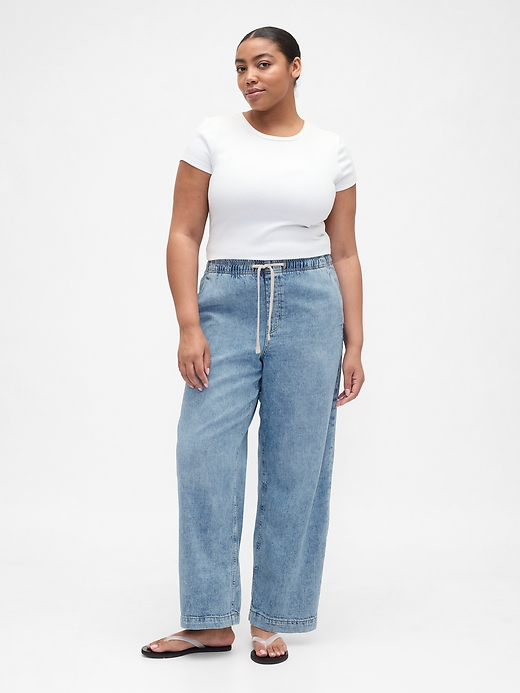Image number 5 showing, High Rise Pull-On Wide-Leg Jeans