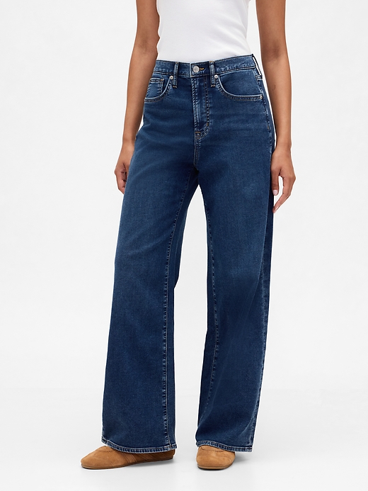 Image number 2 showing, High Rise Wide-Leg Sweatpant Jeans