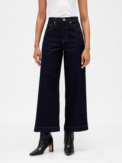 Image number 2 showing, High Rise Wide-Leg Crop Jeans