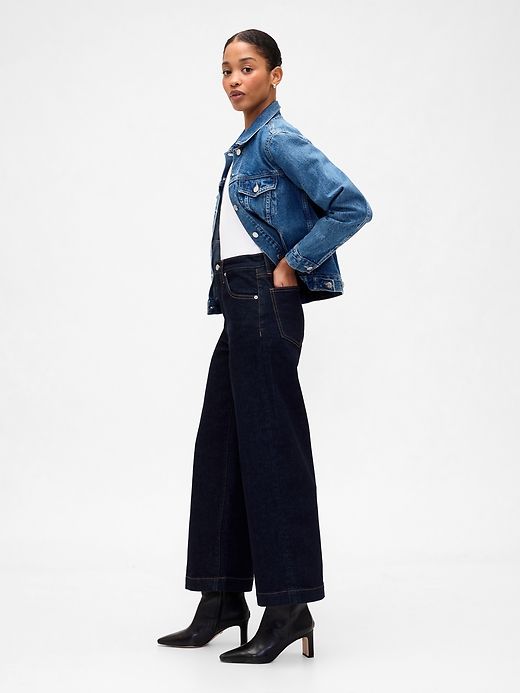 Image number 3 showing, High Rise Wide-Leg Crop Jeans