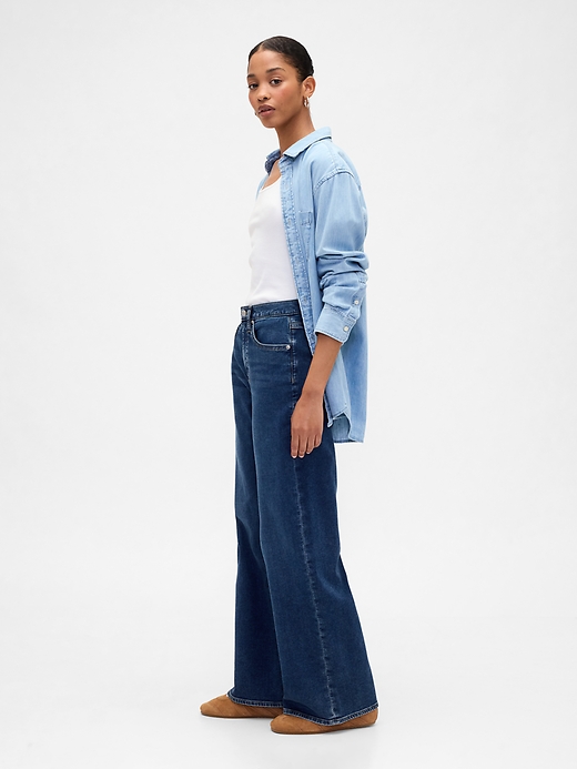 Image number 3 showing, High Rise Wide-Leg Sweatpant Jeans
