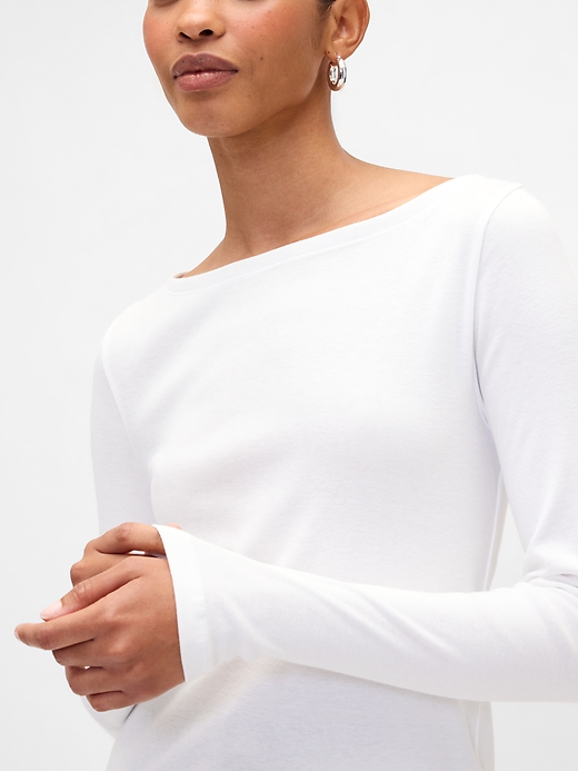 Image number 4 showing, Modern Ribbed Boatneck T-Shirt