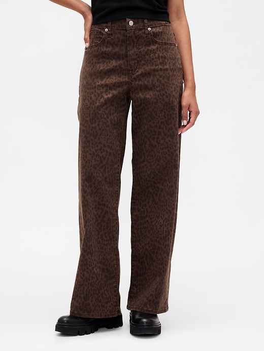 Image number 2 showing, High Rise Print Wide-Leg Jeans