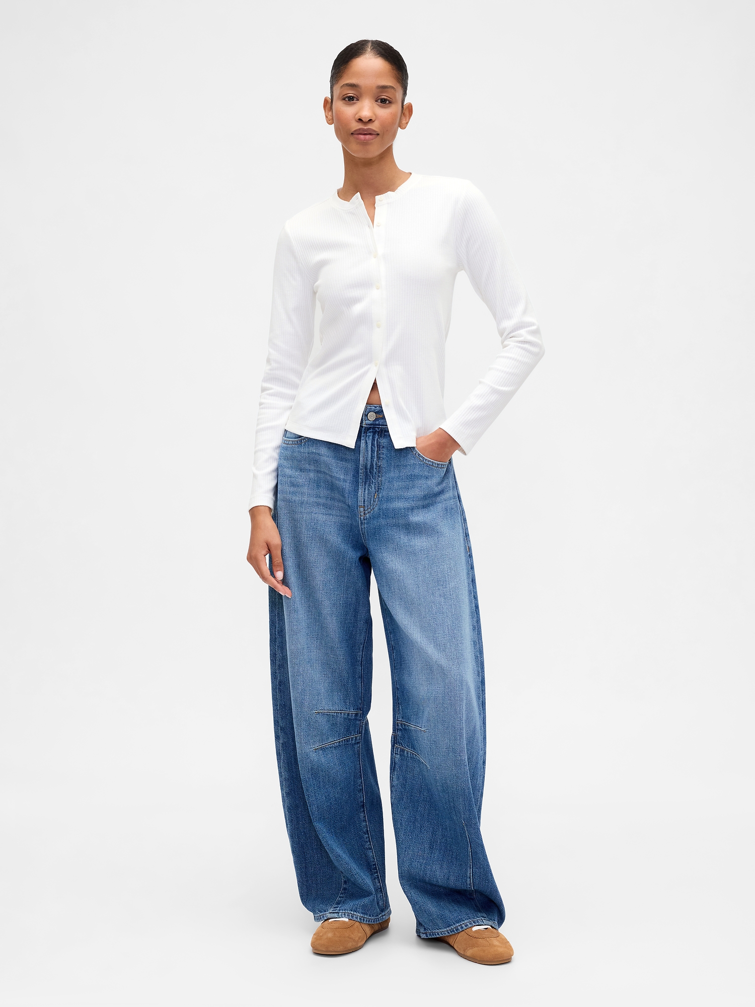 Ribbed Button-Up Top | Gap Factory
