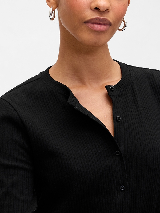 Image number 4 showing, Ribbed Button-Up Top