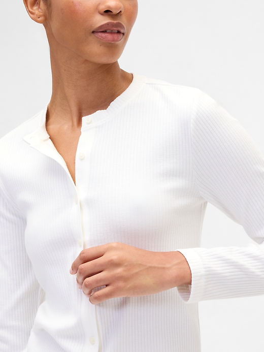Image number 4 showing, Ribbed Button-Up Top