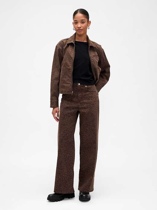 Image number 1 showing, High Rise Print Wide-Leg Jeans