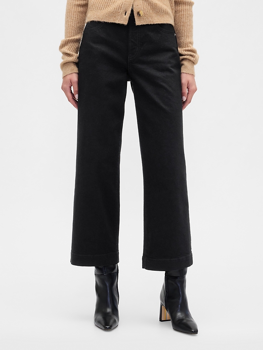 Image number 2 showing, High Rise Wide-Leg Crop Jeans