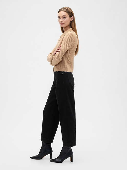 Image number 3 showing, High Rise Wide-Leg Crop Jeans