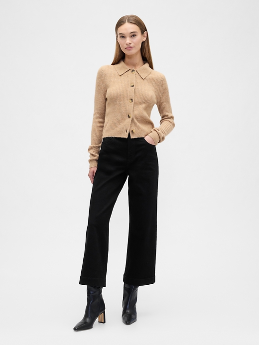 Image number 1 showing, High Rise Wide-Leg Crop Jeans