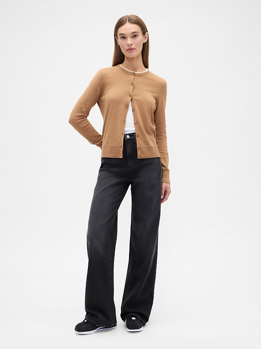 Image number 1 showing, High Rise Wide-Leg Sweatpant Jeans