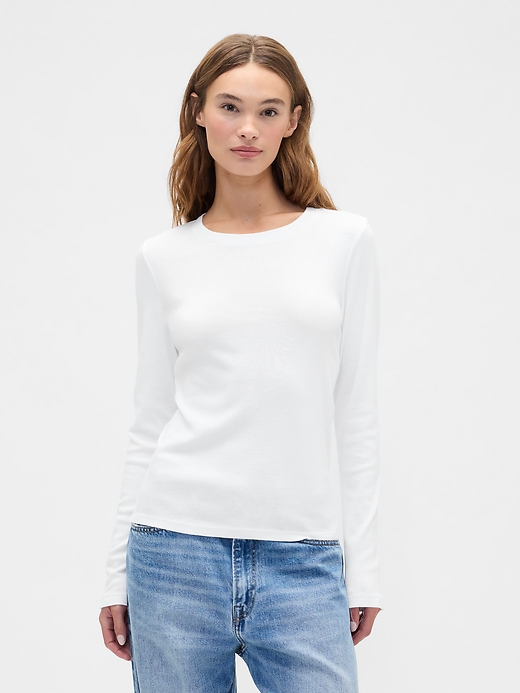 Image number 1 showing, Modern Ribbed Crewneck T-Shirt